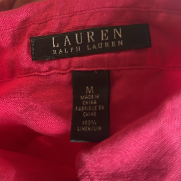 Lauren Ralph Lauren 100% Linen Vibrant Pink 3/4 Sleeve Tunic Shirt Blouse M - Picture 6 of 6